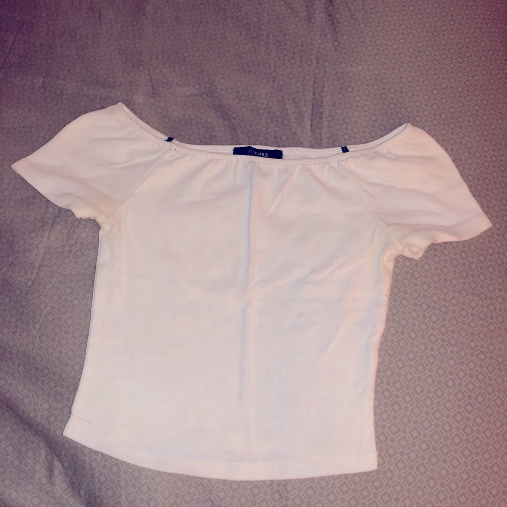 White off-the-shoulder crop top